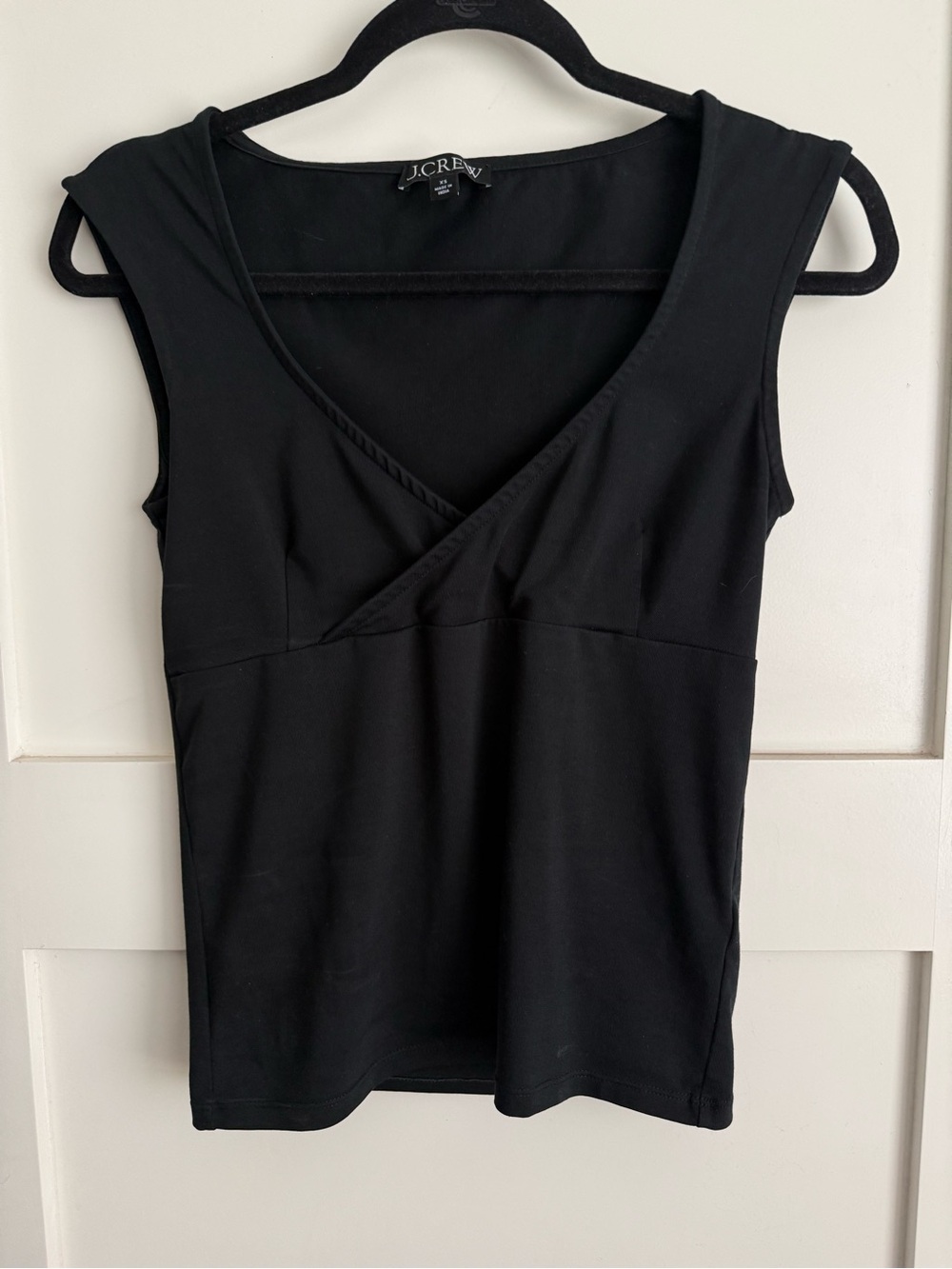 J crew stretch cotton cap sleeve crossover top